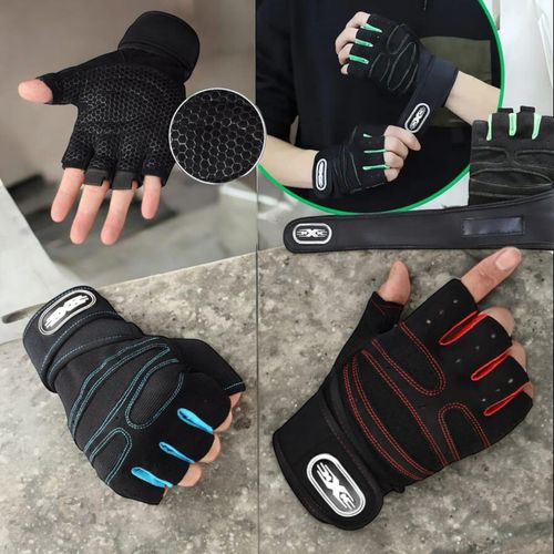 Ventilated Weight Lifting Gym Workout Gloves with Wrist Wrap Support for Men & Women