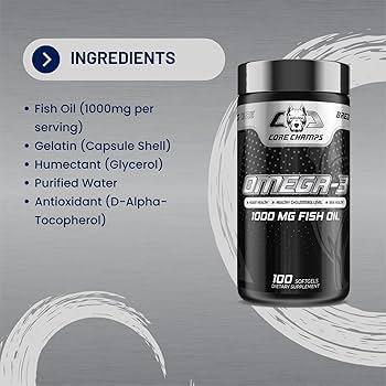 Core Champs Omega-3 1000 mg Fish Oil 100 Softgels/servings