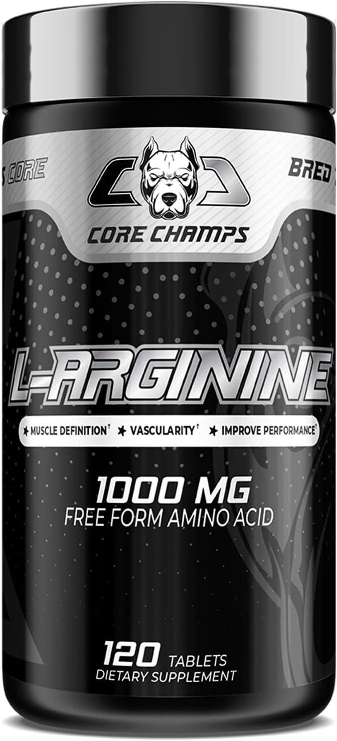 Core Champs L-Arginine | 1000mg Free Form Amino Acid 120 Tablets/servings