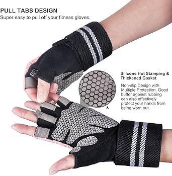 Gym Gloves, Training Gloves with Full Wrist Support, Palm Protection and Extra Grip, Breathable