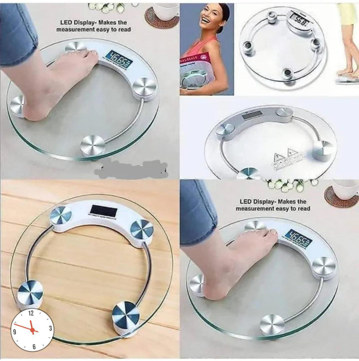 Digital Glass Weight Machine for body weight Round Personal weighing scale (Transparent)