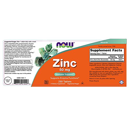 NOW Zinc Immune Support 50 mg 100 Tablets
