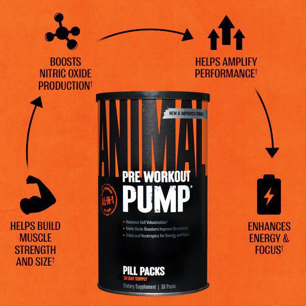 Animal Pump Pre-Workout Supplement – for Energy, Focus and Muscle Volumizing, with Nitric Oxide Boosters Including Stims and Nootropics, Creatine, and Ultimate Pump Enhancer, 30 Packs