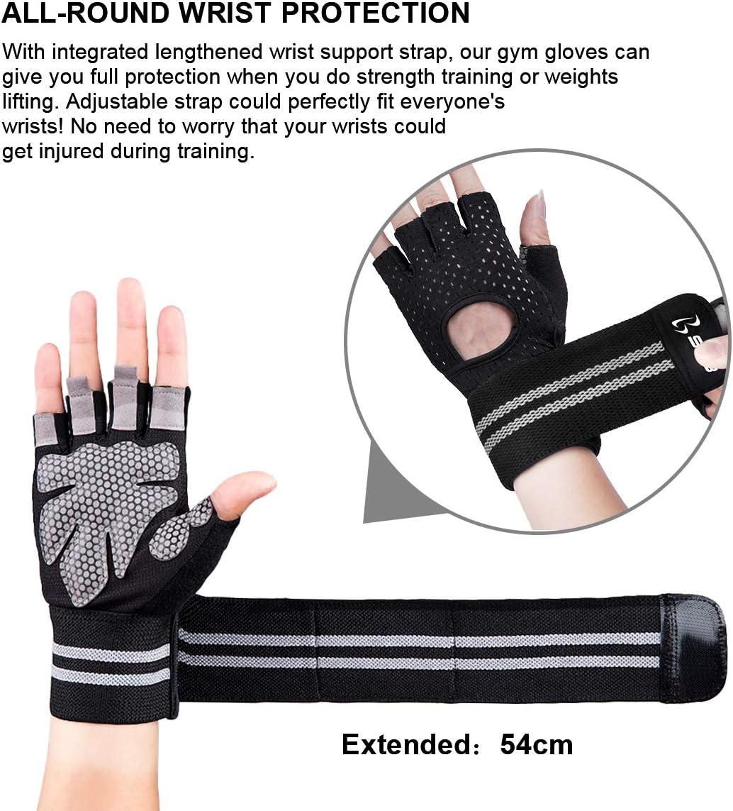 Training Gym Gloves with Full Wrist Support, Palm Protection and Extra Grip, Breathable