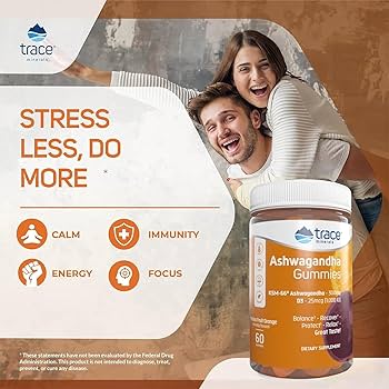 Trace Ashwagandha Gummies Adaptogen Gummies 300mg, 60 Gummies 30 Servings