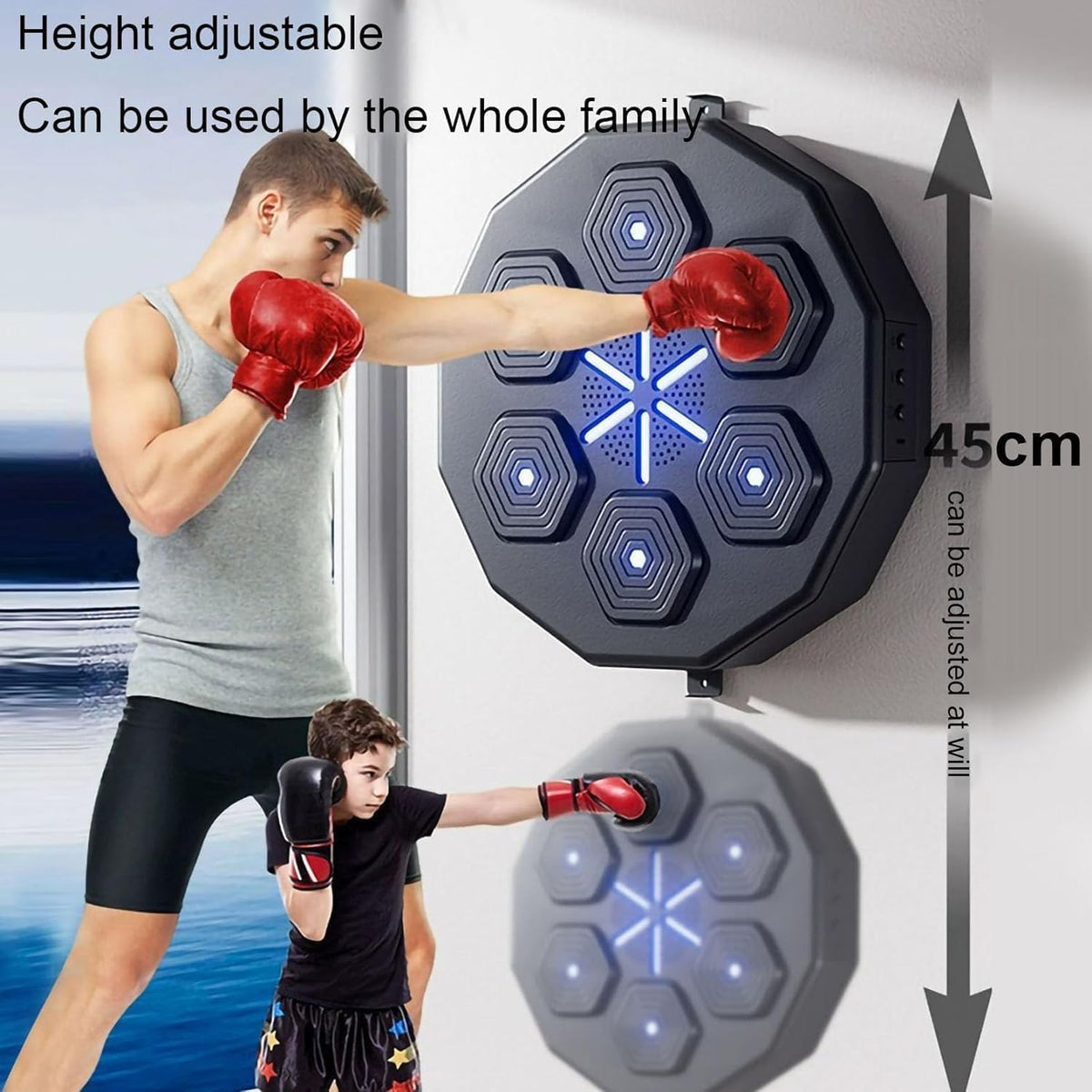 Bluetooth Music Boxing Machine, Electronic Intelligent Wall-Mounted Boxing Target with Gloves