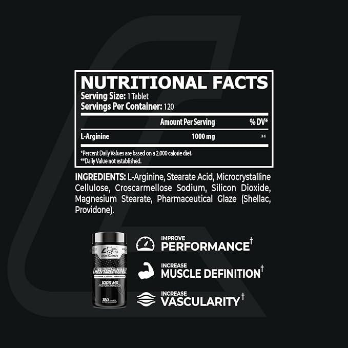 Core Champs L-Arginine | 1000mg Free Form Amino Acid 120 Tablets/servings