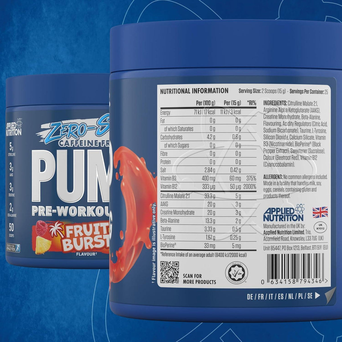 Applied Nutrition - Pump 3G Pre-Workout Caffeine Free Zero Stim
