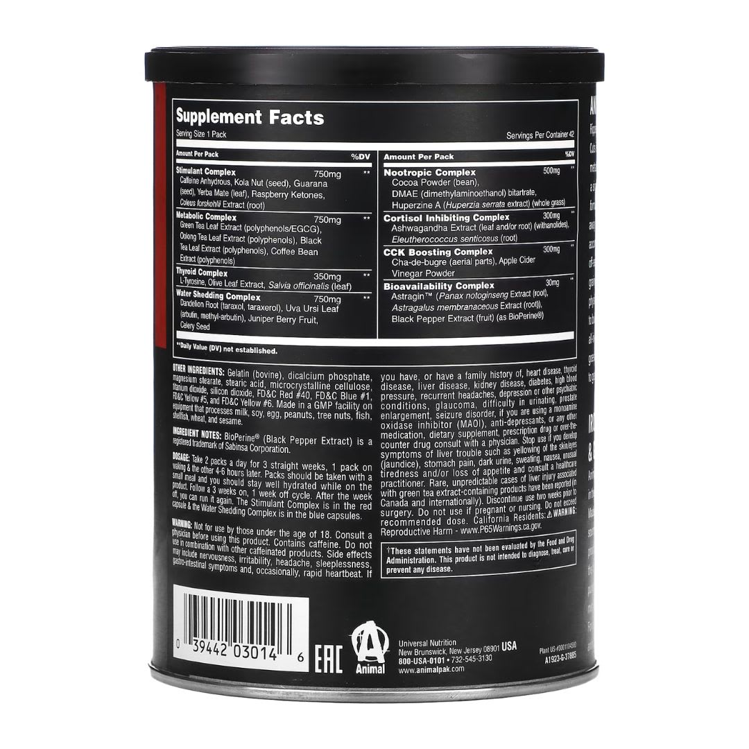 Animal Universal Nutrition Cuts 42Pack 42servings