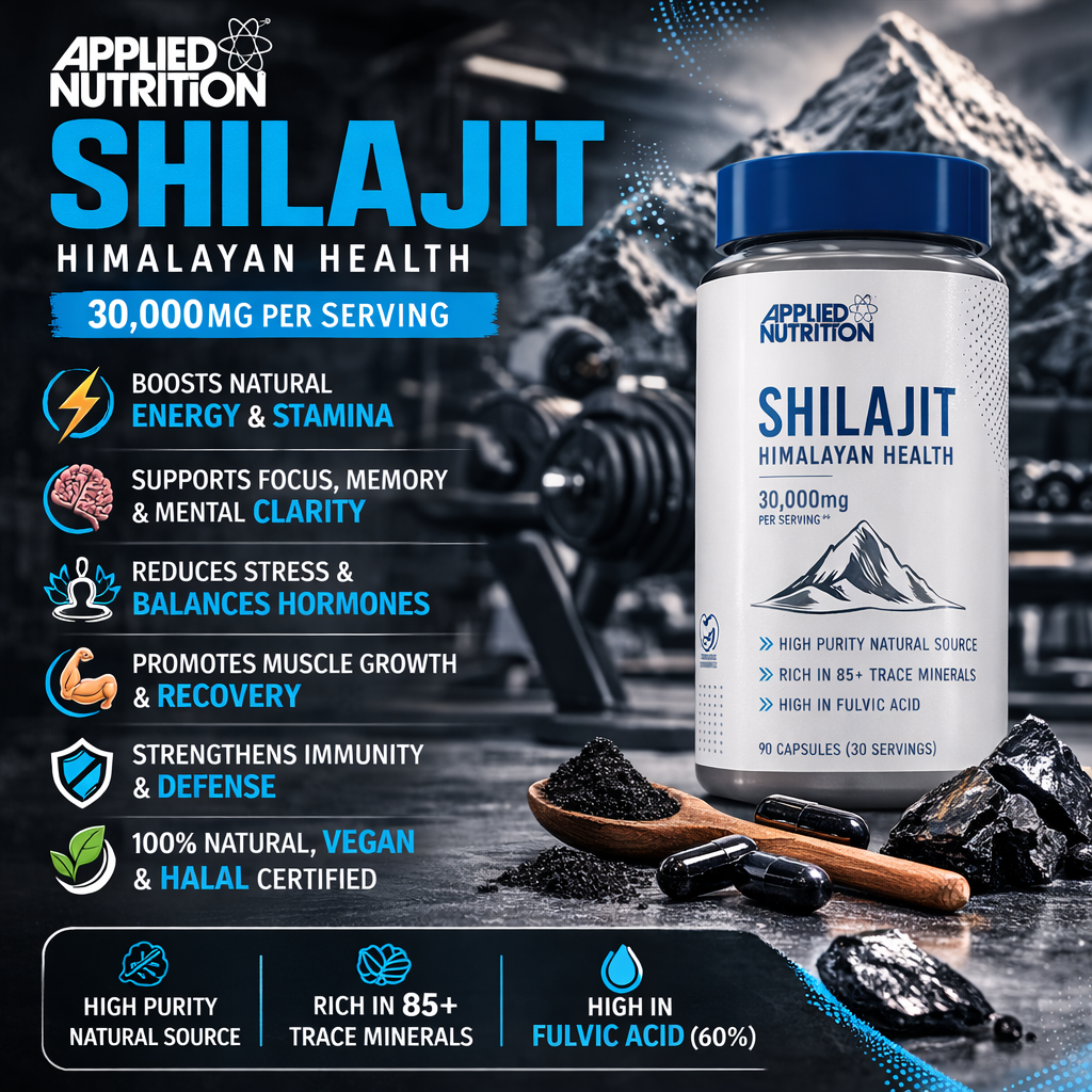 Applied Nutrition Shilajit capsules high dose 30,000 mg 90caps 30servings