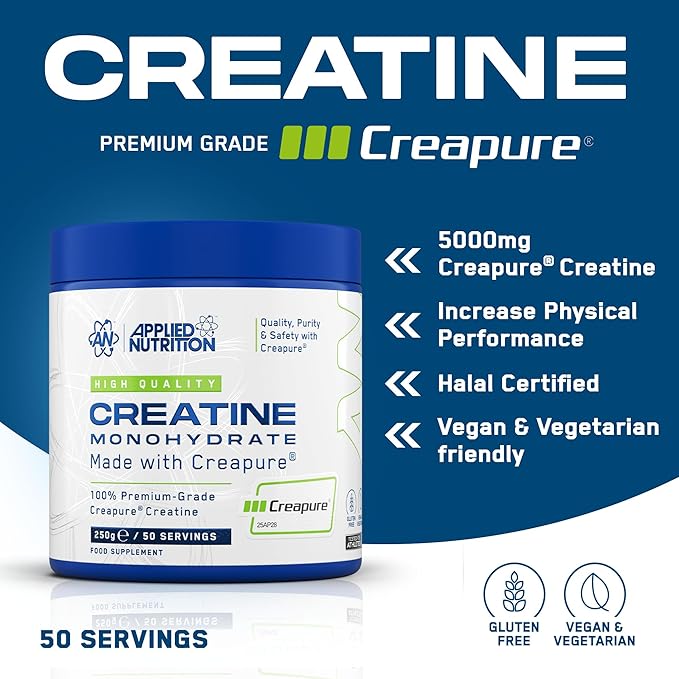 Applied Nutrition Creatine Monohydrate Made With Creapure 250g 50 Servings