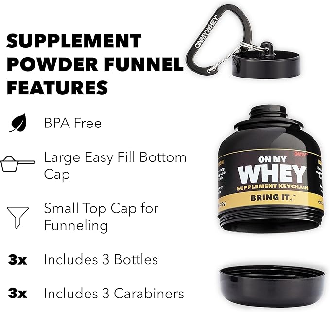Portable Protein Powder Bottle With Whey Keychain and Funnel