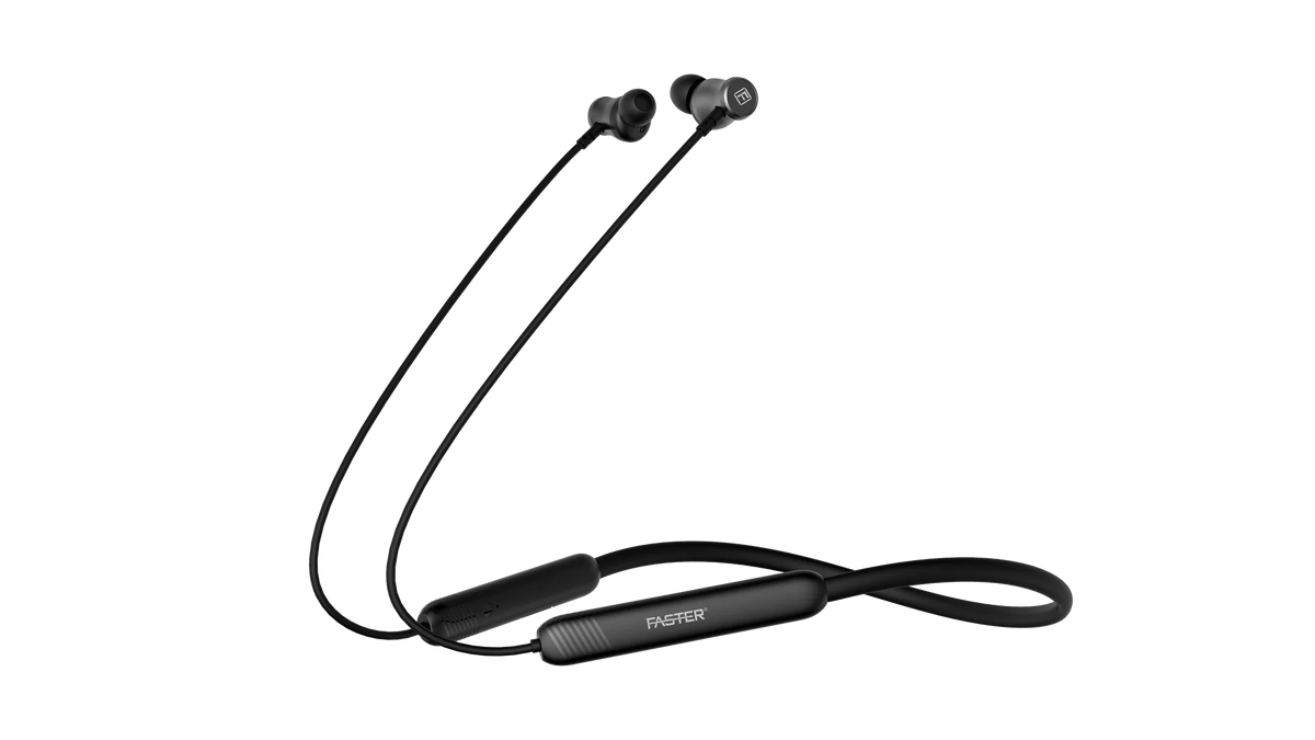 Neckband audio speaker with rechargeable battery.