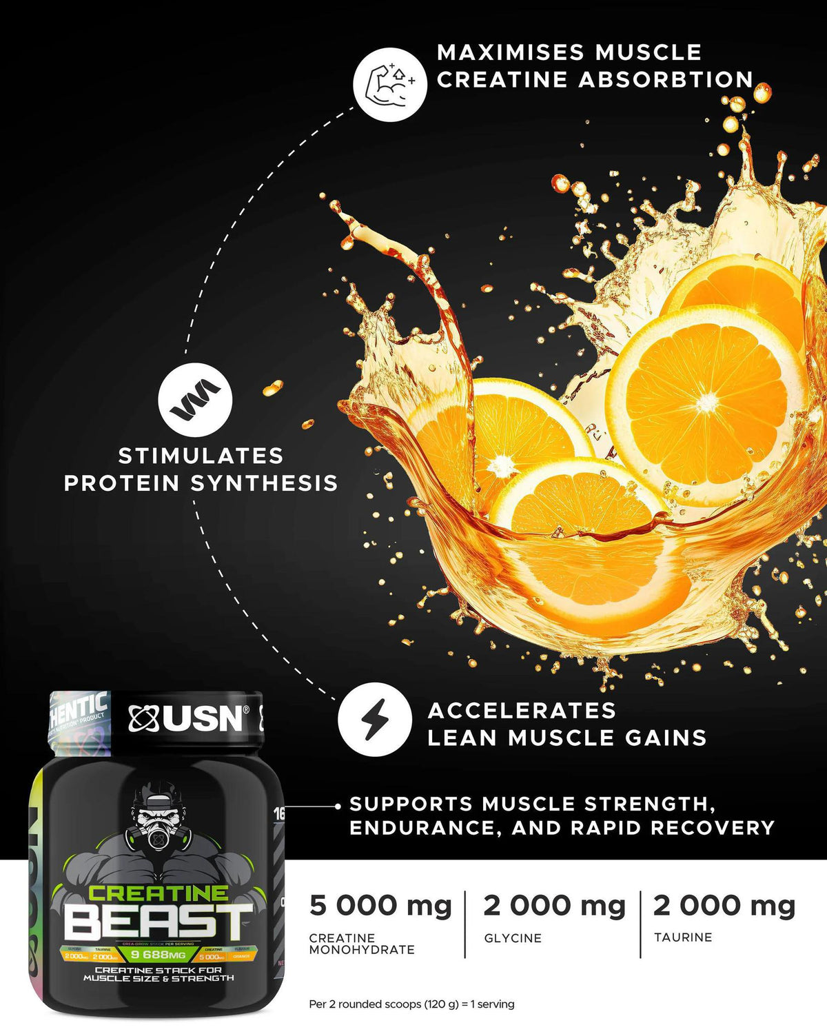 USN Creatine Beast Powder 960g 8servings(16scoops)