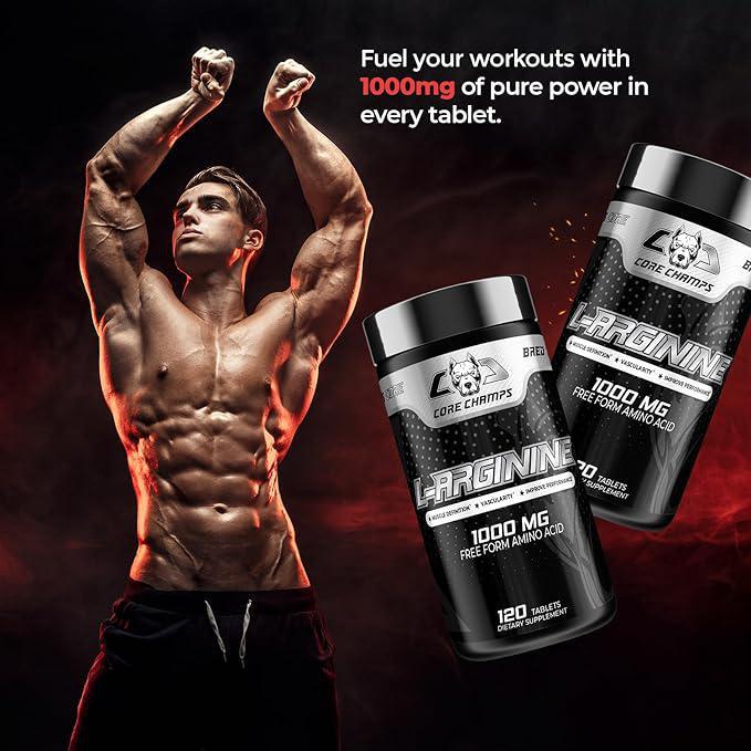 Core Champs L-Arginine | 1000mg Free Form Amino Acid 120 Tablets/servings