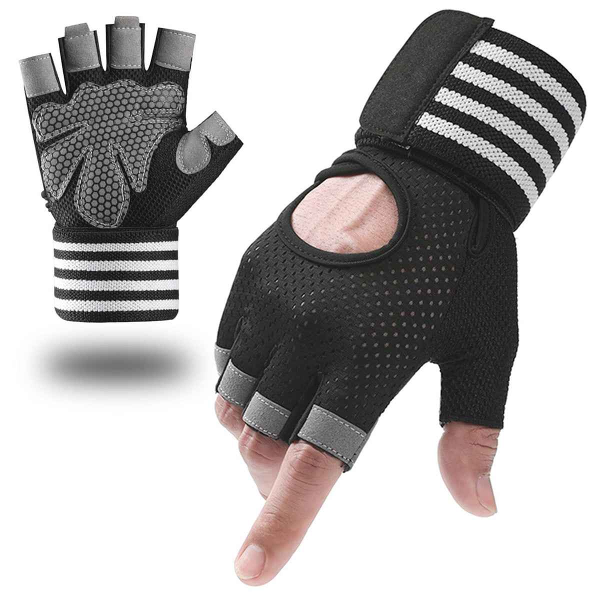 Gym Gloves, Training Gloves with Full Wrist Support, Palm Protection and Extra Grip, Breathable