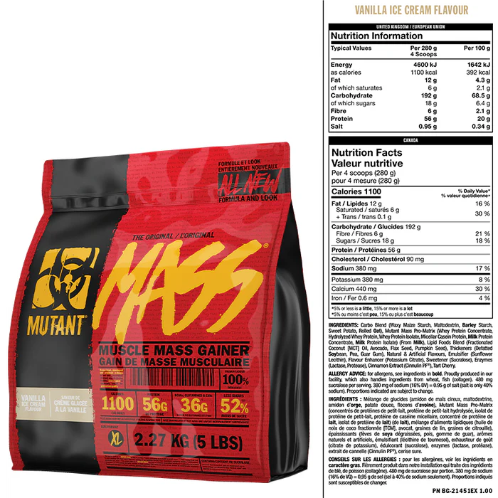 Mutant Mass Gainer 5lbs(2.7kg) 10servings