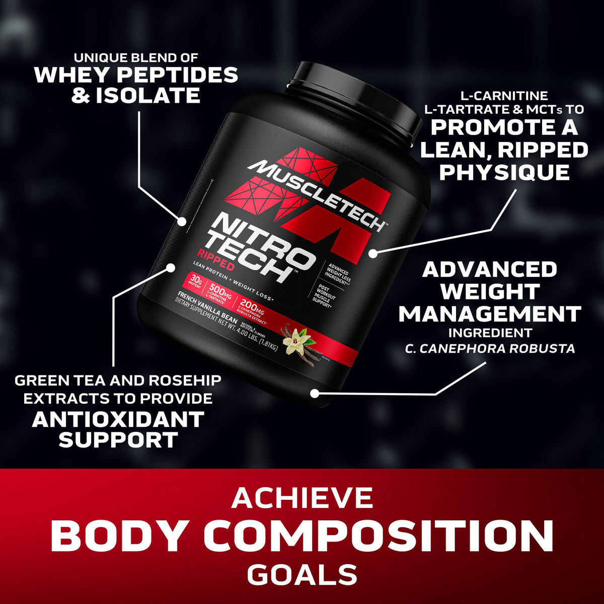 nitro tech ripped fat loss protein supplement
