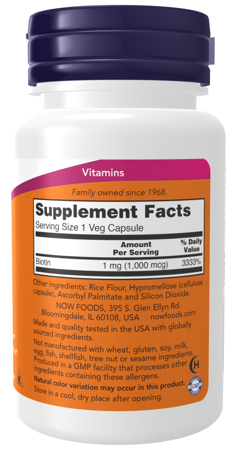 Now Biotin 1000 mcg  100 Veg Capsules