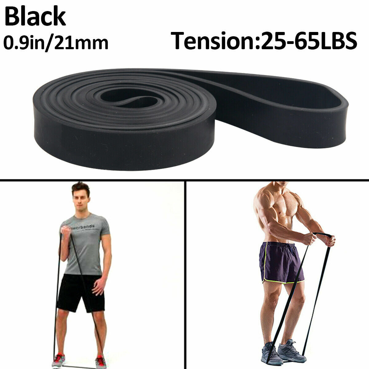 Heavy Duty Latex Resistance Band workout bands Aliscofit BLACK