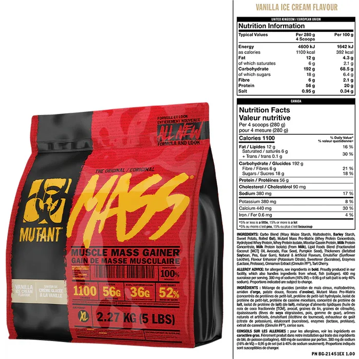 Mutant Mass Gainer 5lbs(2.7kg) 10servings