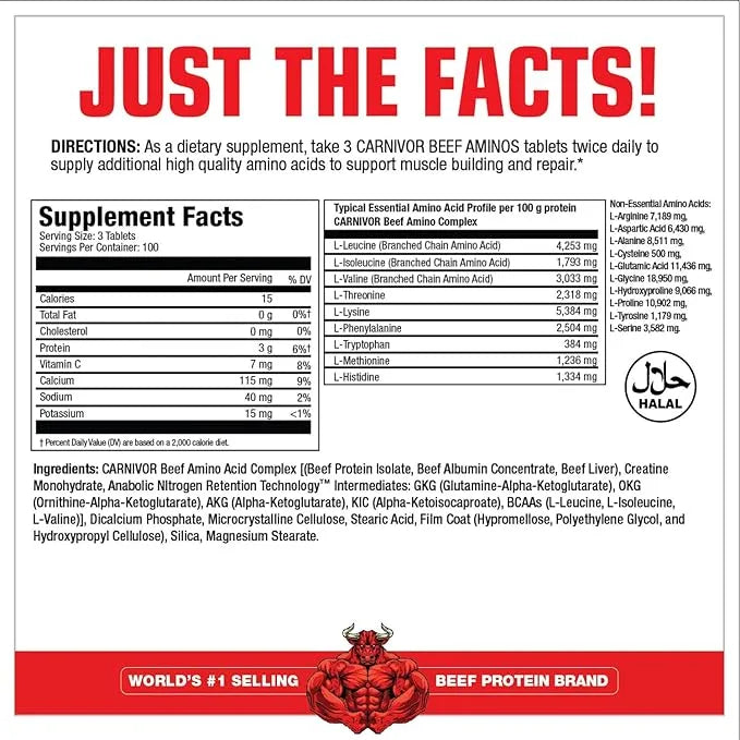 Carnivore Beef Aminos 300 tablets 100servings