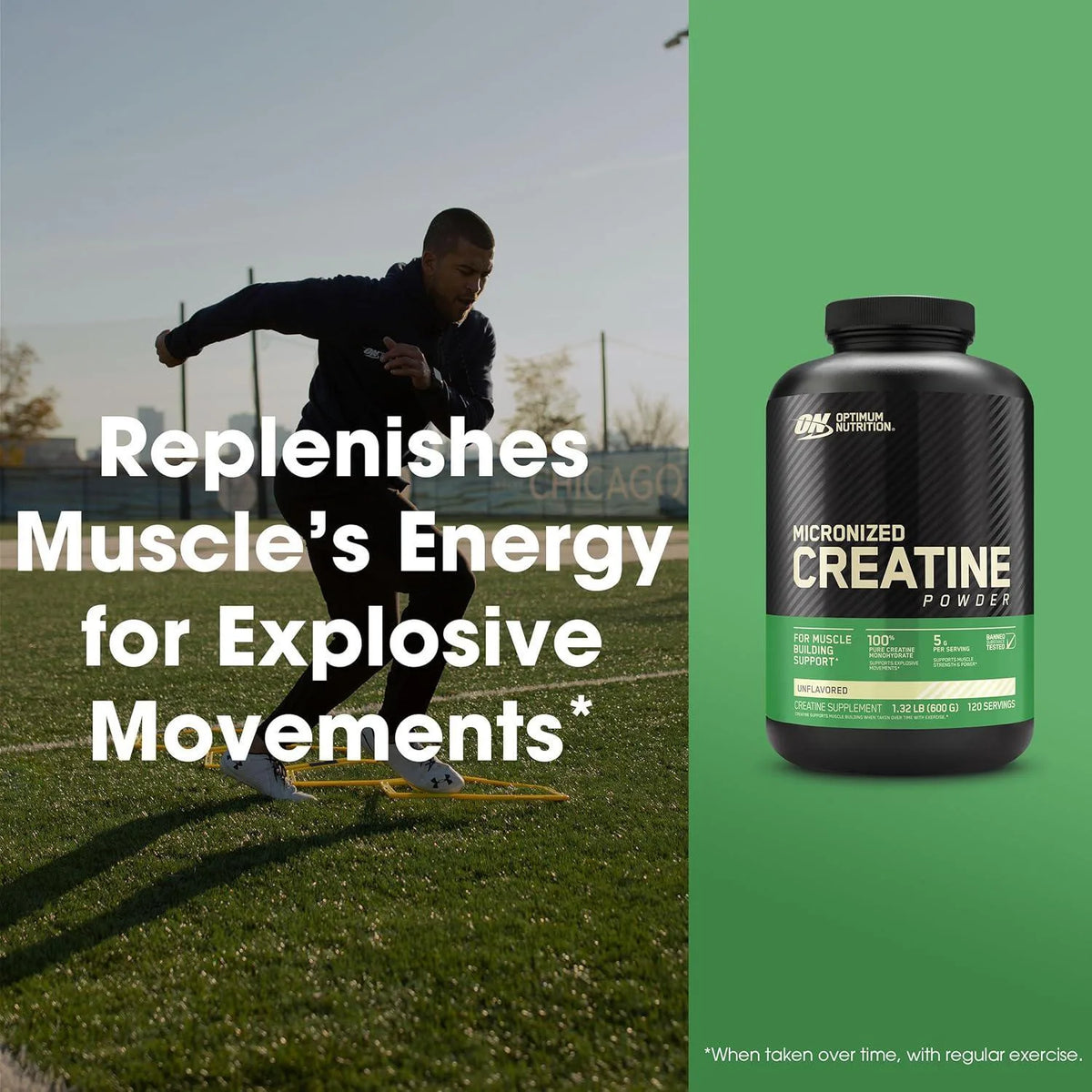 Optimum Nutrition Micronised Creatine, Pure Creatine Monohydrate 300g(60servings)