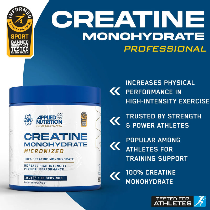 Applied Nutrition Creatine Monohydrate Micronized Unflavoured 250grams 50Servings