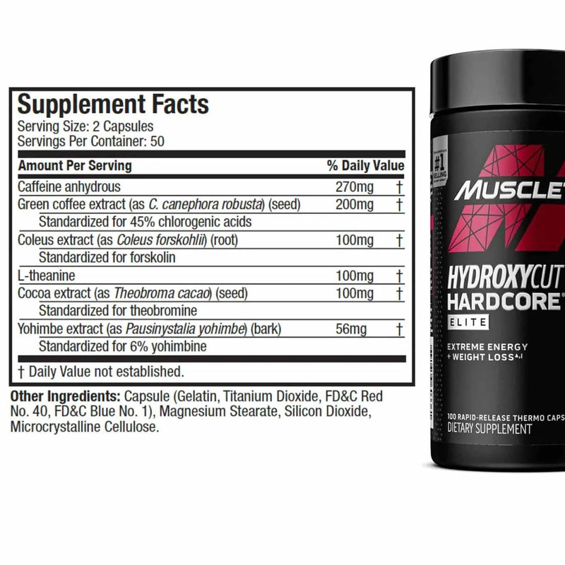Muscletech Hydroxycut Hardcore Elite Weightloss 110 Capsules 55 Servings