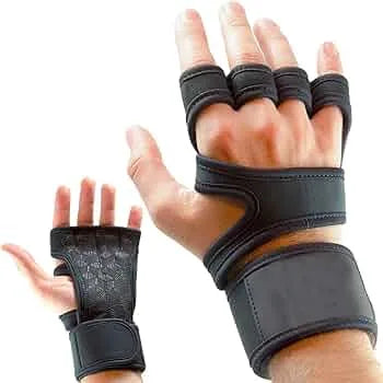 Open-Cut (With Thumb) Silicone finish Gym Training Gloves & Full Wrist Support Red & Black