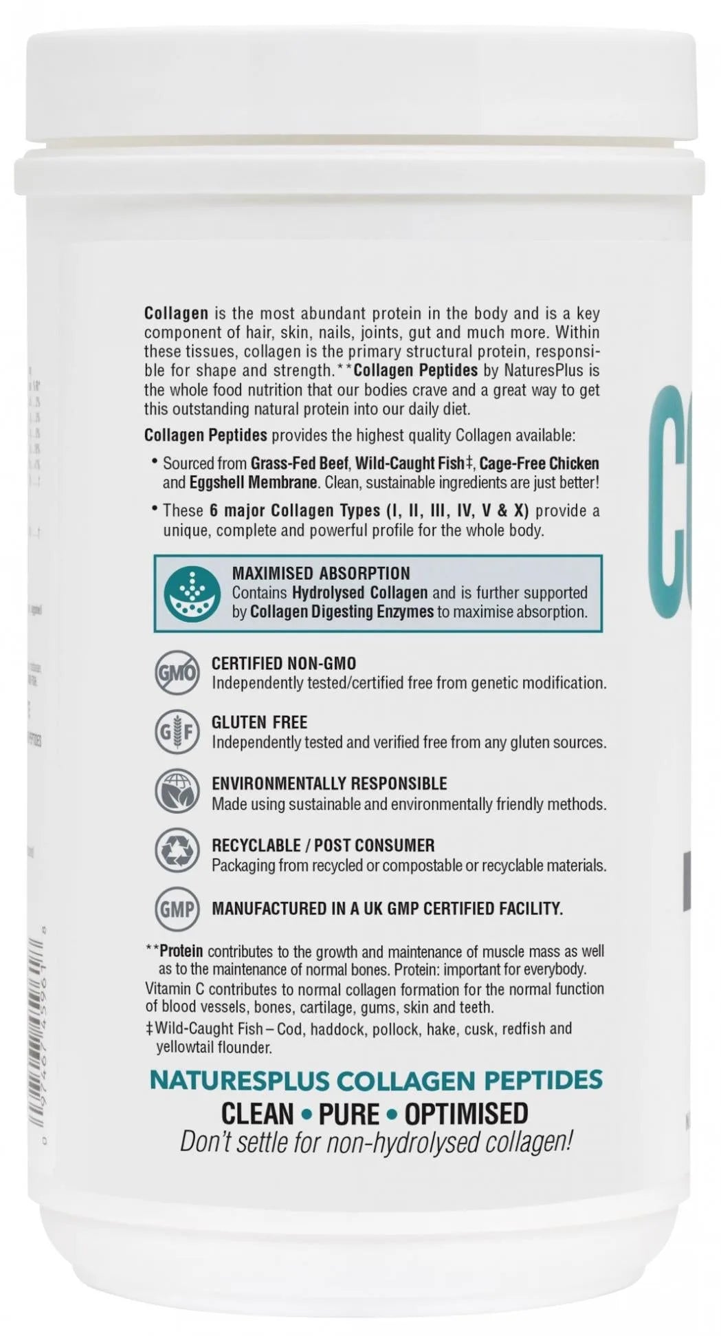 NaturesPlus Collagen Peptides - Hair, Skin, Nail & Joint Health, Immune System Support 294gm