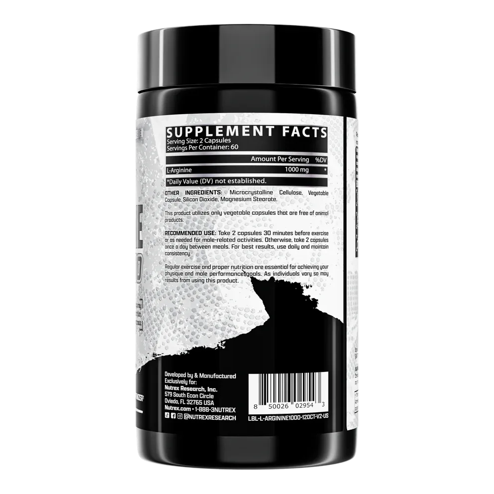 Nutrex Research L-Arginine 1000 mg Capsules - Nitric Oxide Booster