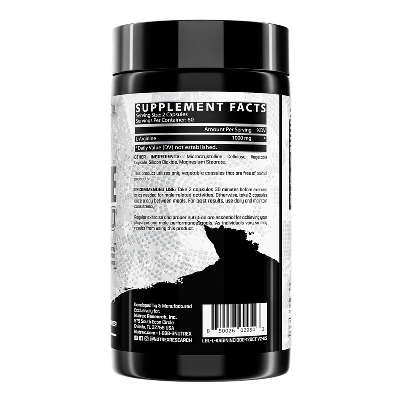 Nutrex Research L-Arginine 1000 mg Capsules - Nitric Oxide Booster