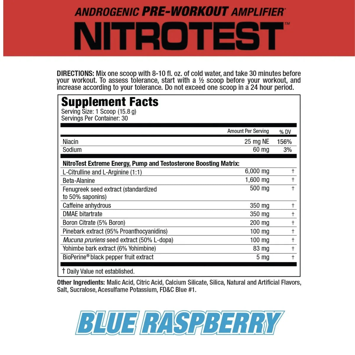 MuscleMeds Nitrotest Pre-Workout Supplement Drink 468grm 30serving