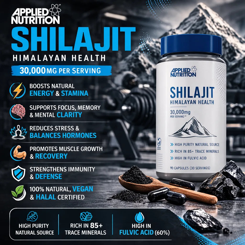 Applied Nutrition Shilajit capsules high dose 30,000 mg 90caps 30servings