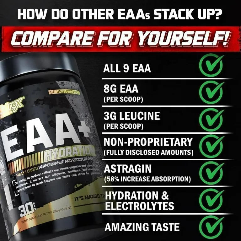 Nutrex Research EAA Hydration | EAAs + BCAAs Powder 30servings