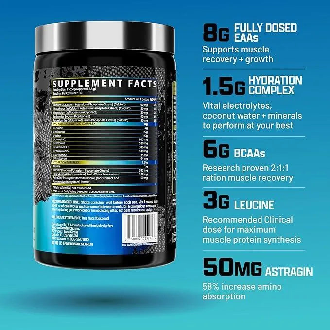 Nutrex Research EAA Hydration | EAAs + BCAAs Powder 30servings