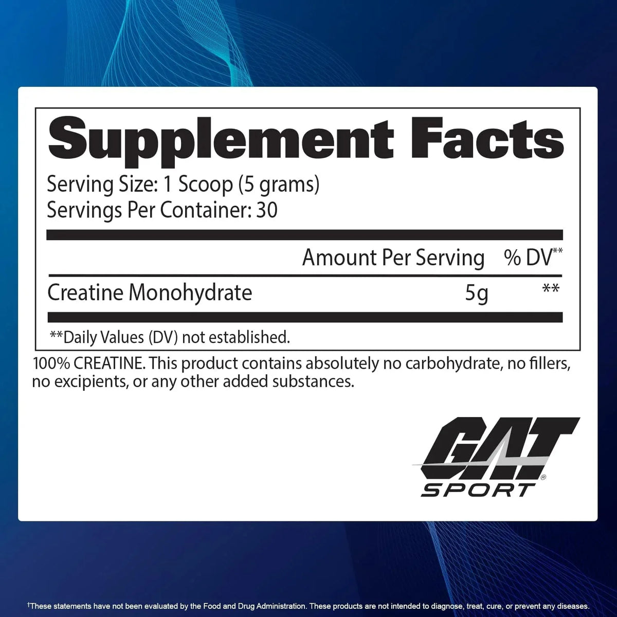 Gat Sport Creatine Monohydrate 300g Powder 60servings