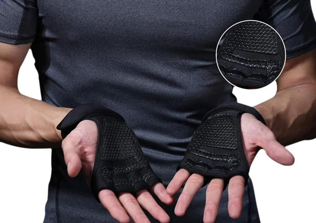 Open-Cut (No Thumb) Silicone Non Slip Training Gym Gloves
