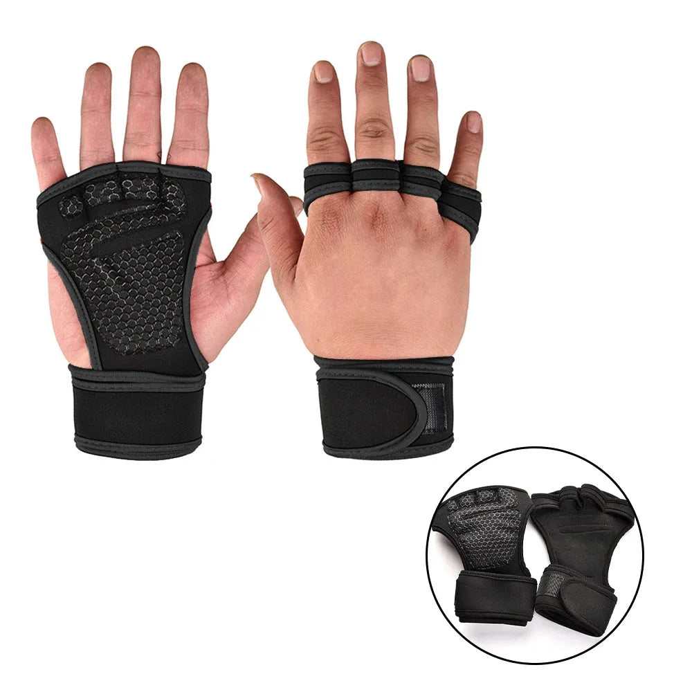 Open-Cut (No Thumb) Silicone Non Slip Training Gym Gloves