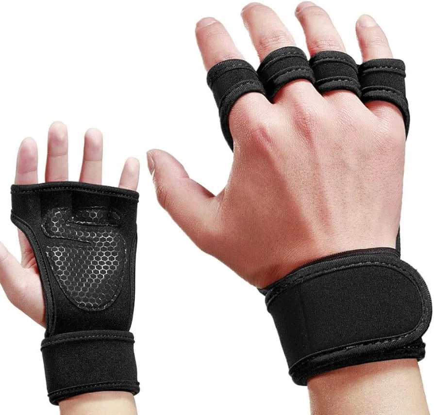 Open-Cut (No Thumb) Silicone Non Slip Training Gym Gloves