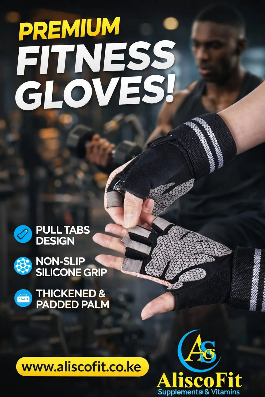 Training Gym Gloves with Full Wrist Support, Palm Protection and Extra Grip, Breathable
