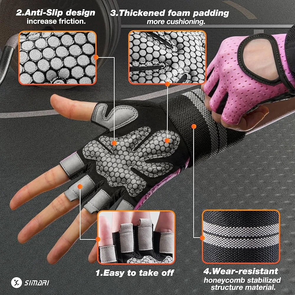 Training Gym Gloves with Full Wrist Support, Palm Protection and Extra Grip, Breathable
