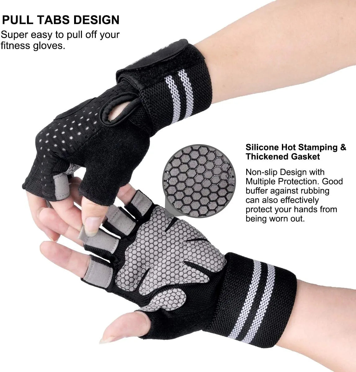 Training Gym Gloves with Full Wrist Support, Palm Protection and Extra Grip, Breathable