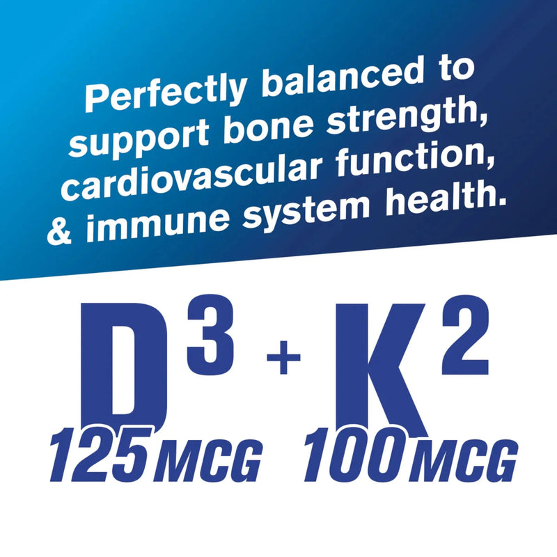GAT SPORT Vitamin D3 K2, 5000 IU (125 mcg) Vitamin D, 60 Day Supply