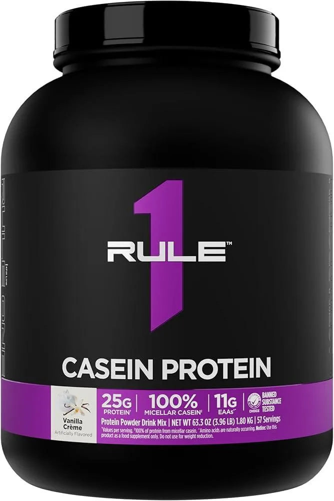 Rule 1 Casein Protein - 25g Protein and 11g EAAs Per Serving from Slow-Release Micellar Casein for Overnight Recovery and Sustained Delivery Between Meals
