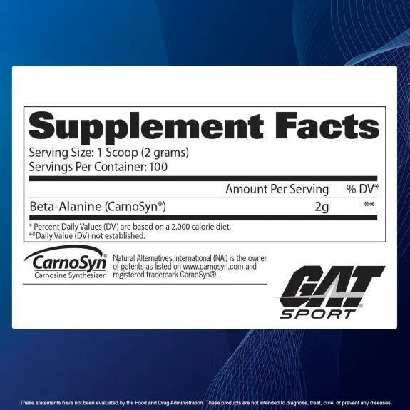 GAT SPORT Beta Alanine Supplement 200g 100servings