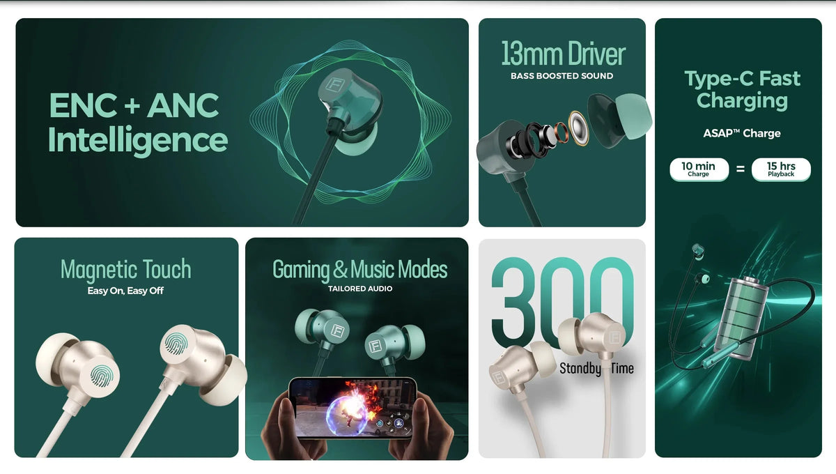 Faster TG-340 Magnetic Neckband Wireless Sports Bluetooth Earphones