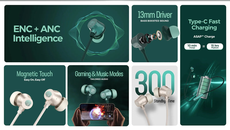 Faster TG-340 Magnetic Neckband Wireless Sports Bluetooth Earphones