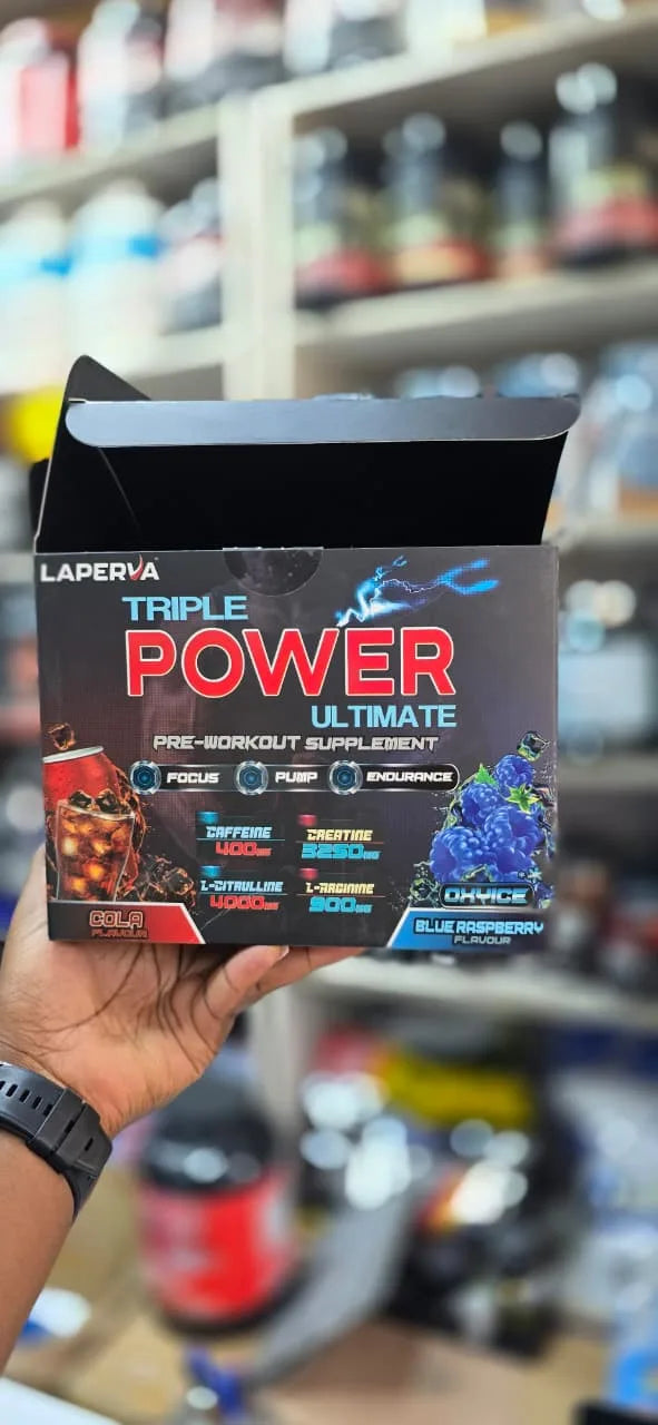 Laperva Triple Power Pre-Workout Sachets, Cola & Blue Raspberry, 30 Sachets